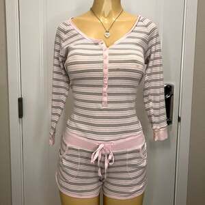Y2K Vintage Victoria's Secret Striped Onesie Pjs